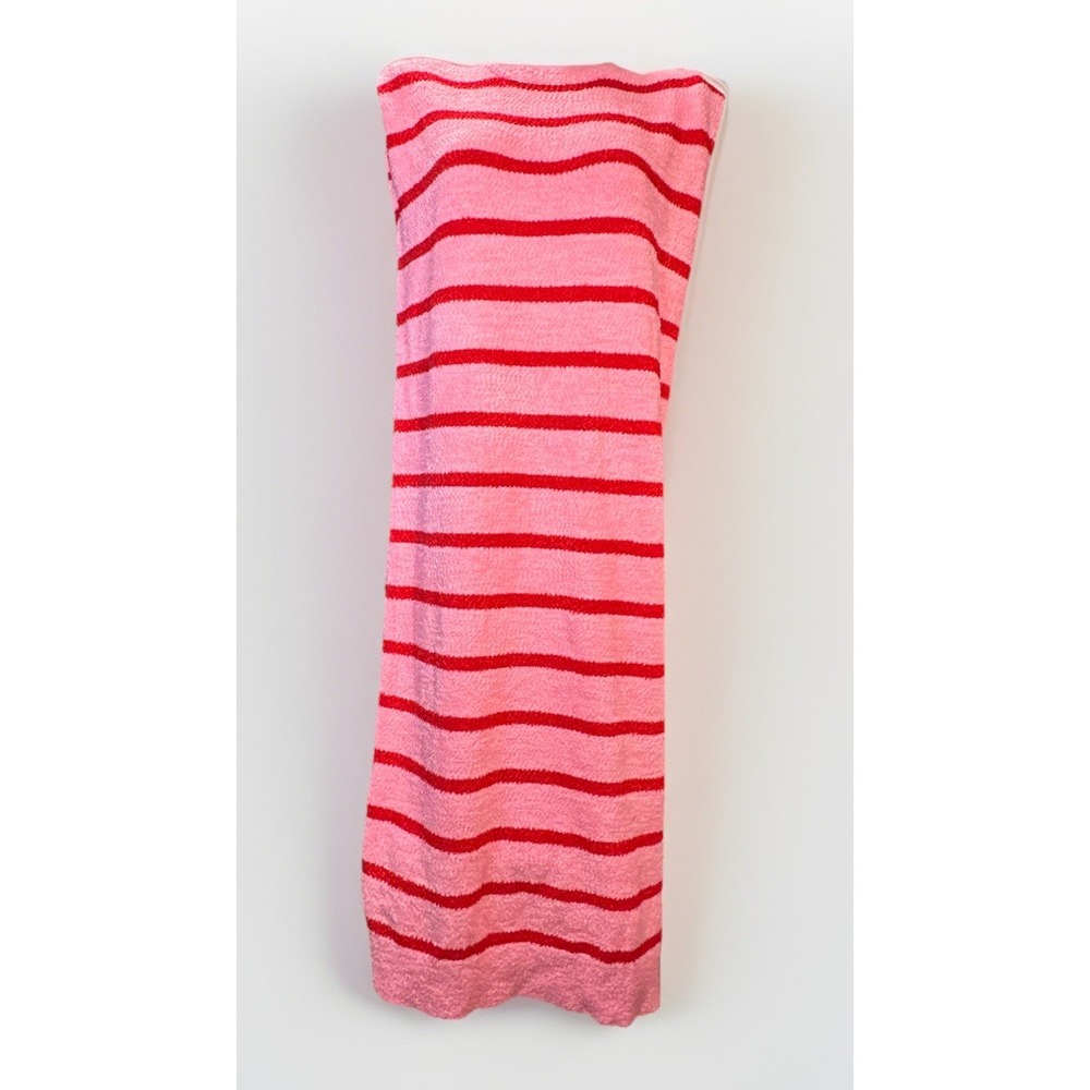 Strut & Bolt Large Candy Stripe Knit Dress Pink & Red Shoulder‎ Pads NWT
